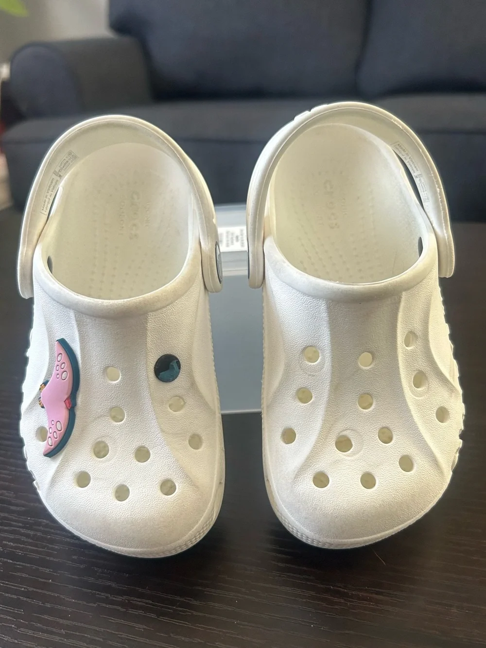 CROCS White Kids Clogs with Pink Star Charm
